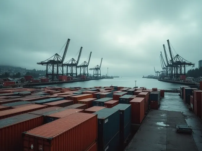 西雅图港停靠全无美国对华关税重创贸易流通