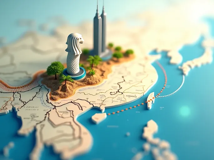 地理数据洞察新疆至马来西亚及马来西亚至新加坡距离分析