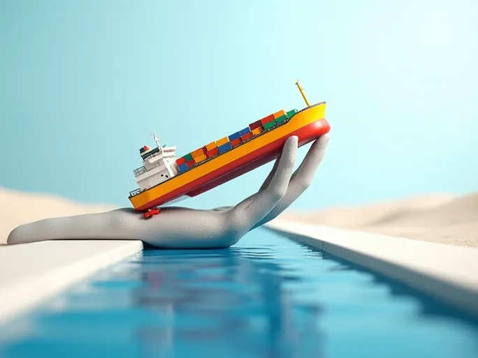 Tilted Cargo Ship Rescued in Suez Canal Traffic Unaffected