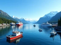 彼得斯堡港口全景阿拉斯加的渔业与游轮枢纽