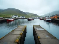 冰岛西北部港口城市斯卡加斯特伦小型船舶的欧洲偏港新选择