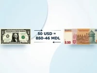 USD to MDL Current Exchange Rate for 50 Dollars in Moldova